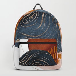 Abstract Terracotta, Navy Blue & Gold, Blush Pink, Art Print By LandSartprints Backpack