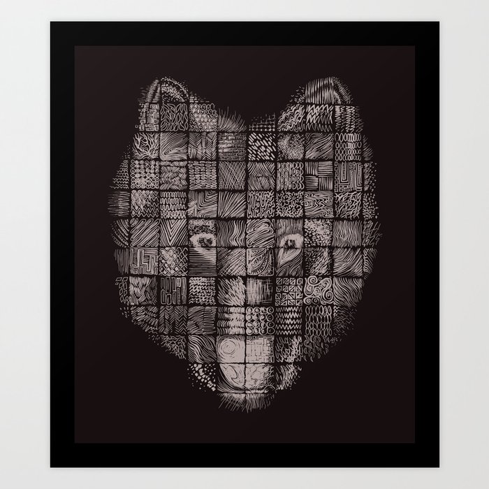 A Patchwork Wolf Art Print by Lofty Softy | Society6