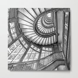 Rookery Building Frank Lloyd Wright Stairway & Glass Windows black and white photography  Metal Print