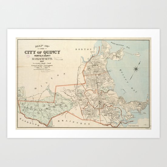 NORFOLK COUNTY 1907 QUINCY MASSACHUSETTS MERRY MOUNT PARK COPY PLAT ATLAS MAP 