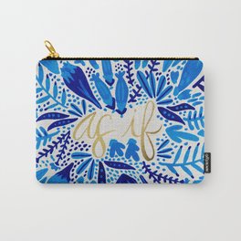 As If – Navy & Gold Carry-All Pouch | Foliage, Love, Gouache, Watercolor, Curated, Nature, Flowers, Like, Typography, Classicblue 