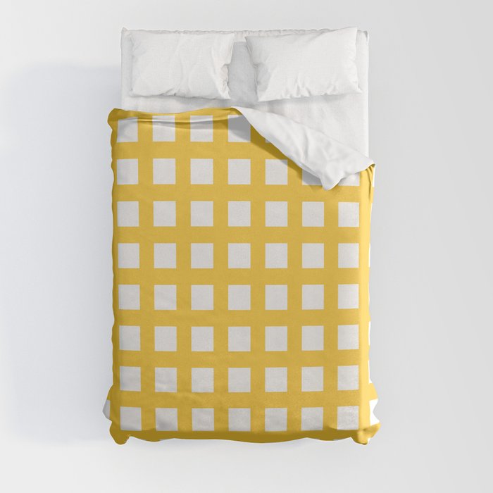  Grid pattern in yellow Duvet Cover by ARTbyJWP | Society6