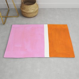 Pastel Neon Pink Yellow Ochre Mid Century Modern Abstract Minimalist Rothko Color Field Squares Rug
