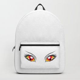 Red demon eyes, creepy, woman Backpack