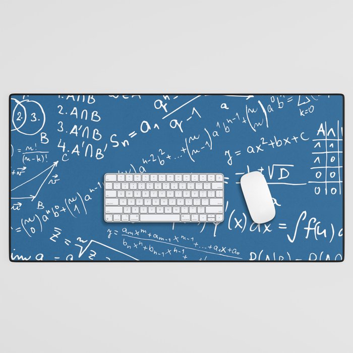 Math Equation On Blue Background Pattern Desk Mat by Art Like Wow | Society6