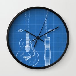 Accoustic Guitar Patent - Classical Guitar Art - Blueprint Wall Clock