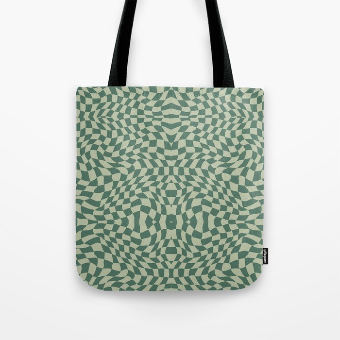 Sage green checker symmetrical pattern Tote Bag by Little Dean | Society6