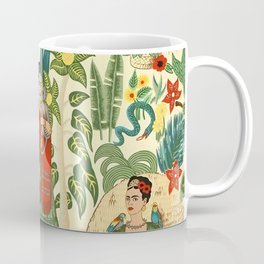 Frida's Coyoacán Mexican Garden of Casa Azul Lush Tropical  floral painting Coffee Mug