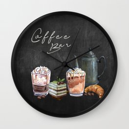 Dessert Coffee: Chalkboard Style Sign Wall Clock