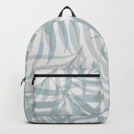 Digital palm leaves in pastel blue and gray Backpack