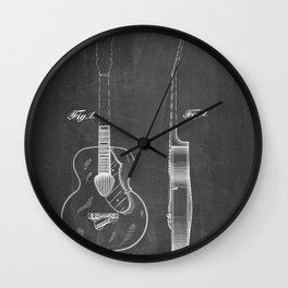 Accoustic Guitar Patent - Classical Guitar Art - Black Chalkboard Wall Clock