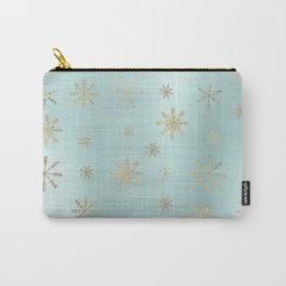 Christmas gold mint green gradient snowflake  Carry-All Pouch