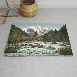 Mountains Forest Rocky River Rug