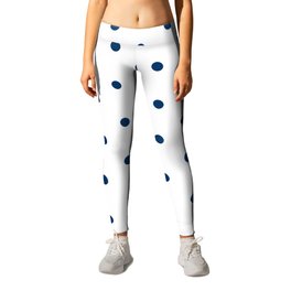 Polka Dots Pattern White and After Midnight Black Infused Blue Leggings