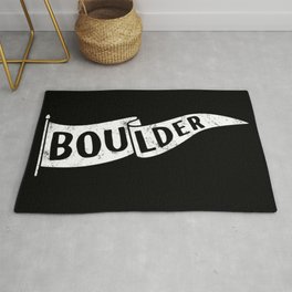 Boulder Colorado Pennant Flag B&W // University College Dorm Room Graphic Design Decor Black & White Rug