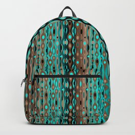 Retro Bohemian Gypsy Beaded Dangles // Vertical Gradient Chocolate Brown, Turquoise, Teal Backpack
