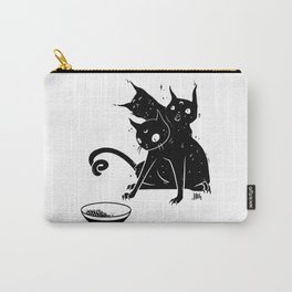 Creepy Cute Three Headed Black Cat Artwork Carry-All Pouch