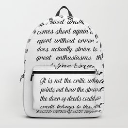 The Man In The Arena by Theodore Roosevelt Backpack