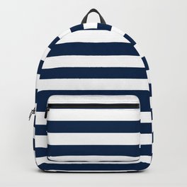 Narrow Horizontal Stripes - White and Oxford Blue Backpack
