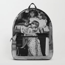 Children for Sale, Inquire Within humorous black and white photograph Backpack