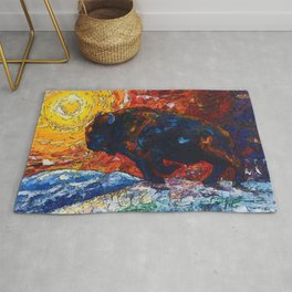 Wild the Storm Bison Painting by OLena Art Rug