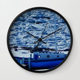 Boat in Frozen land Wall Clock