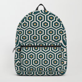 New Art Deco hexagons Emerald green, Mustard yellow geometrics Backpack