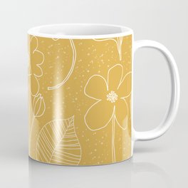 Retro flowers in mustard Coffee Mug