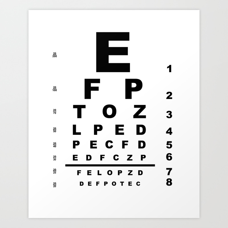 eye test chart art print by homestead digital society6