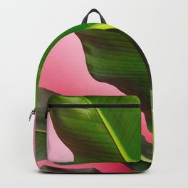 Banana Palm Leaves Pink Background Backpack
