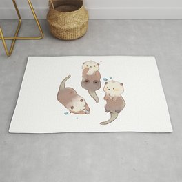Three Cute Otter Rug