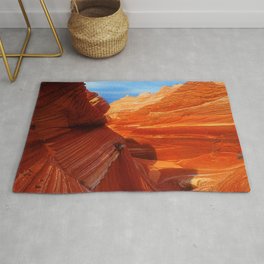 Spectacular Tangerine-Red Rock Canyons And Blue Sky  Rug