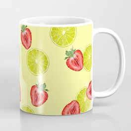Line Strawberry fruits pattern yellow Coffee Mug