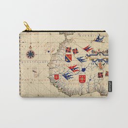 Nautical chart of Portuguese cartographer Fernão Vaz Dourado (1571) Carry-All Pouch | Eastafrica, Map, Nautical, Chart, History, Vintage, Historic, Old, 1571, Ink Pen 