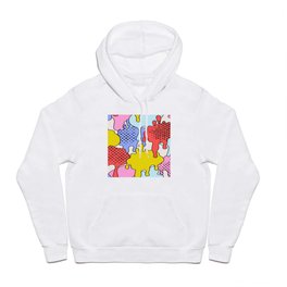 Comic dripping blots background in pop art, graffiti style. Funky paint drips, staines, drops seamless pattern. Bold illustration Hoody