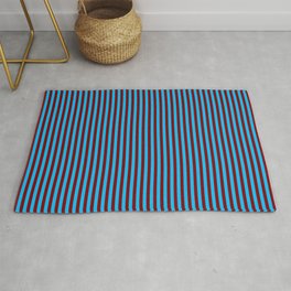 Maroon and Deep Sky Blue Colored Lines Pattern Rug