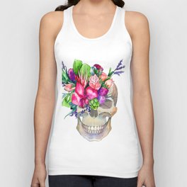 watercolor floral skull,day of the dead Tank Top