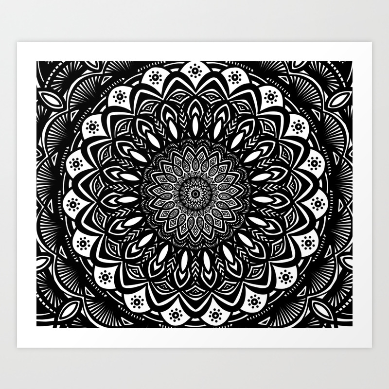 Bold Mandala Black And White Simple Minimal Minimalistic Art Print