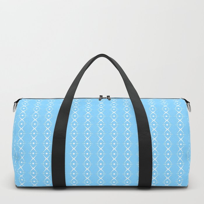A delicate soft baby blue diamond striped pattern. Duffle Bag by merrywrinkle | Society6