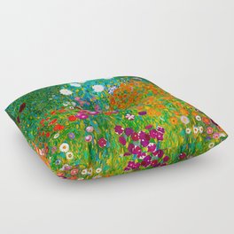 Gustav Klimt - Flower Garden Floor Pillow