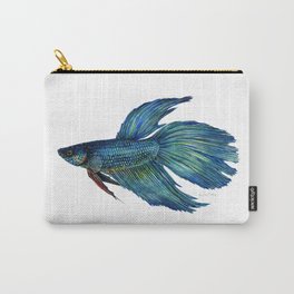 Mortimer the Betta Fish Carry-All Pouch | Illustration, Fish, Mortimer, Animal, Painting, Cindyloubailey, Aquamarine, Fins, Watercolor, Nature 