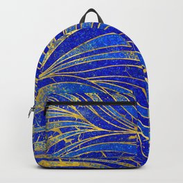 Lapis Lazuli and gold vaves pattern Backpack