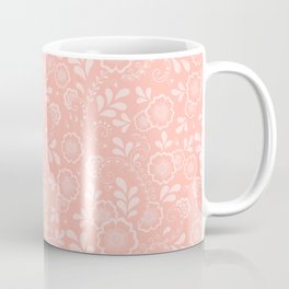 Flowers Leaf in Melon Color Background, Floral seamless pattern, Shades of Melon Coffee Mug