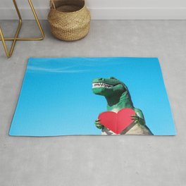 Tyrannosaurus Rex with Red Paper Heart Rug