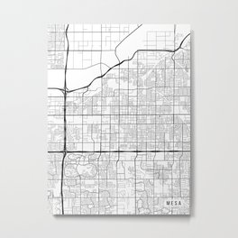 Mesa Map, Arizona USA - Black & White Portrait Metal Print