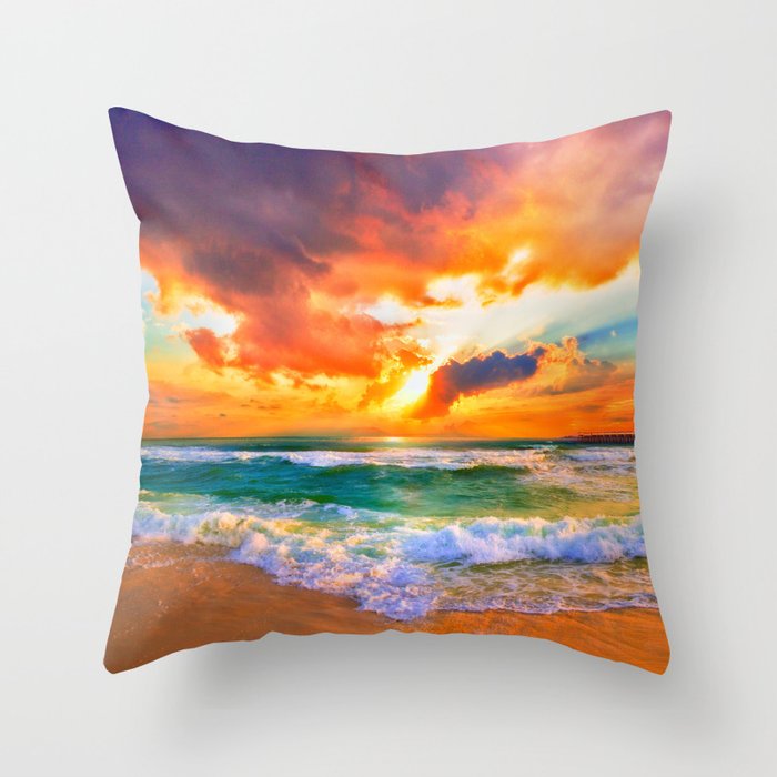 Landscape Sea Waves Art Throw Pillow