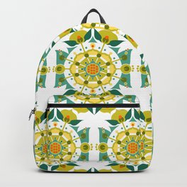 Chartreuse Scandi Geometric Flower Pattern Backpack