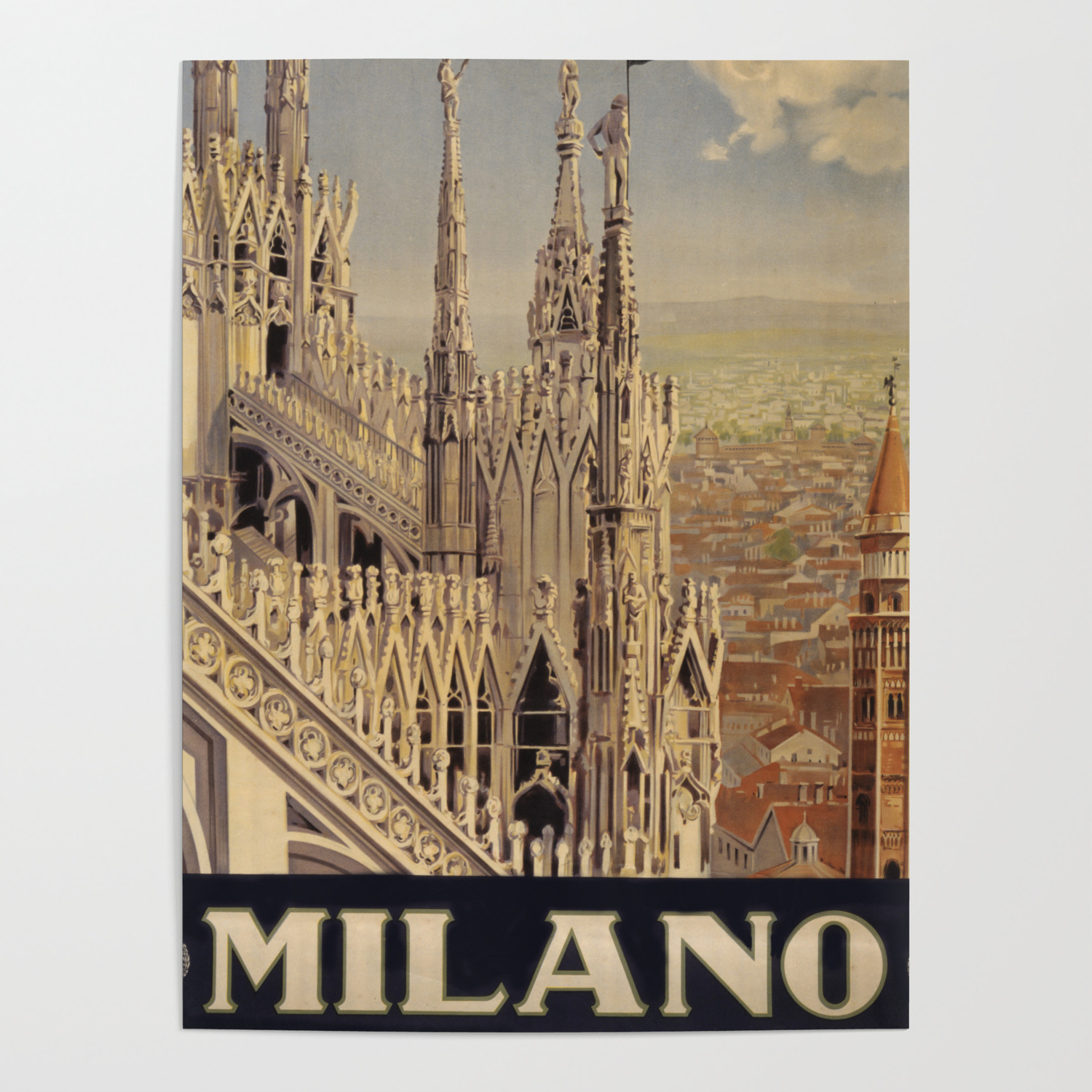 POSTER vintage MILANO città arte Italia turismo viaggio Duomo QUALITY GRAPHICS 