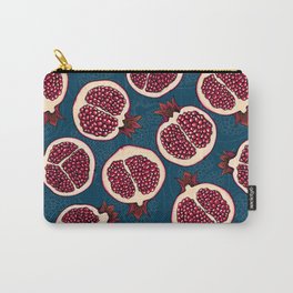 Pomegranate slices  Carry-All Pouch | Slice, Curated, Vector, Design, Botanical, Red, Vintage, Illustration, Dessert, Blue 
