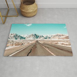 Vintage Desert Road // Winter Storm Red Rock Canyon Las Vegas Nature Scenery View Rug